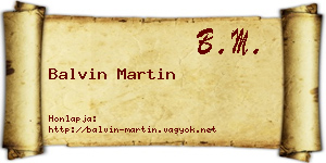 Balvin Martin névjegykártya